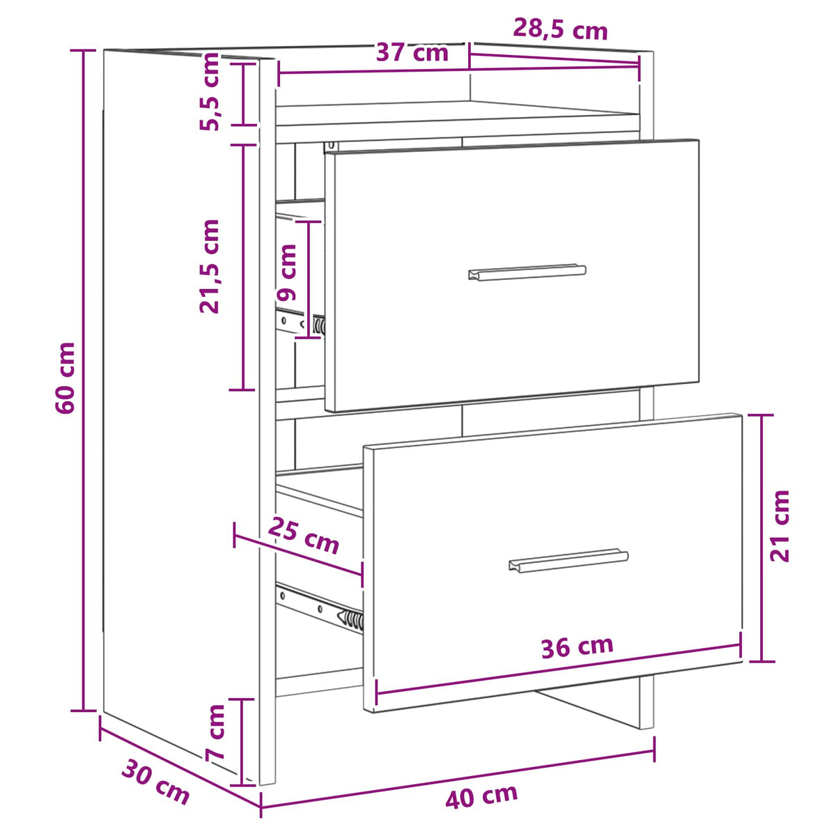 Bedside Tables Artisan Oak 40 x 30 x 60 cm Engineered Wood