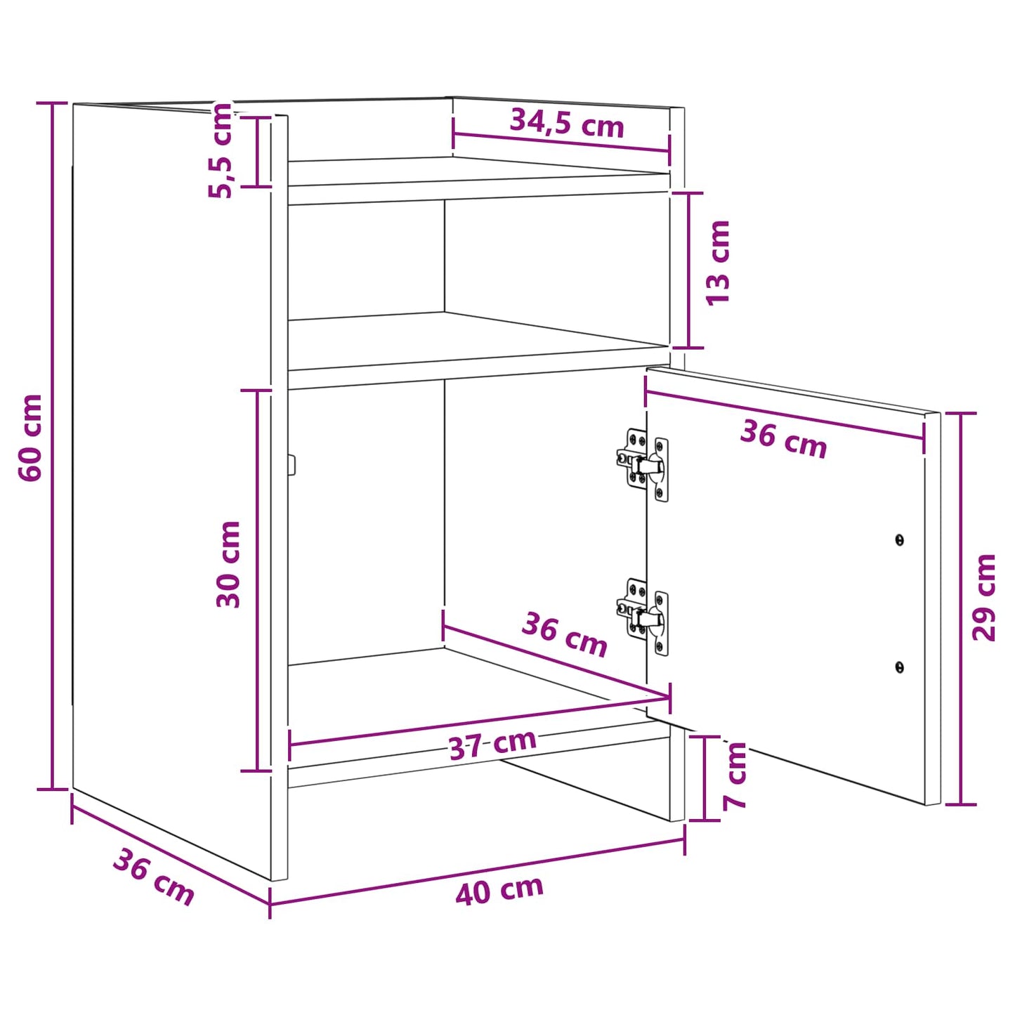 Bedside Tables 2 pcs Artisan Oak 40 x 36 x 60 cm