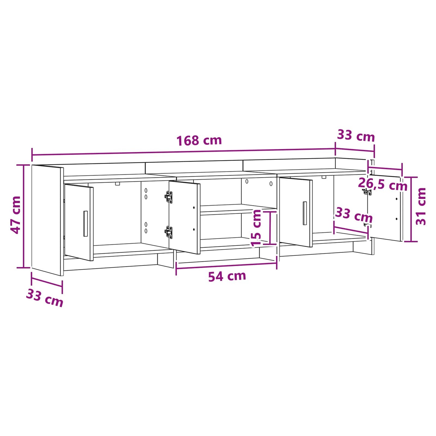 TV Cabinet 168 x 33 x 47 cm Artisan Oak Engineered Wood