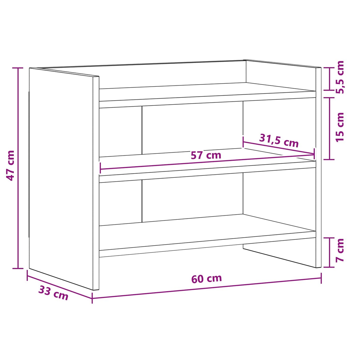 TV Cabinet 60 x 33 x 47 cm Black Oak Engineered Wood