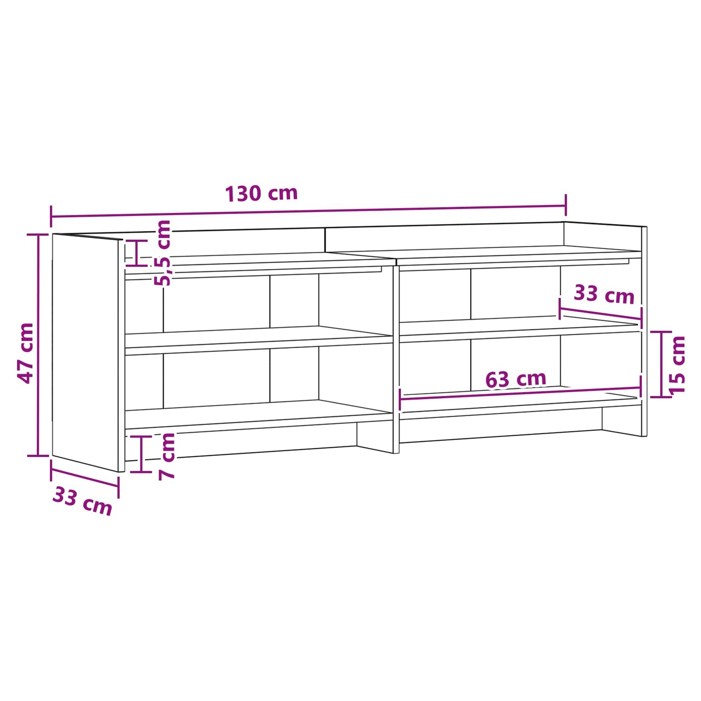 TV Cabinet 135 x 33 x 47 cm Sonoma Oak Engineered Wood