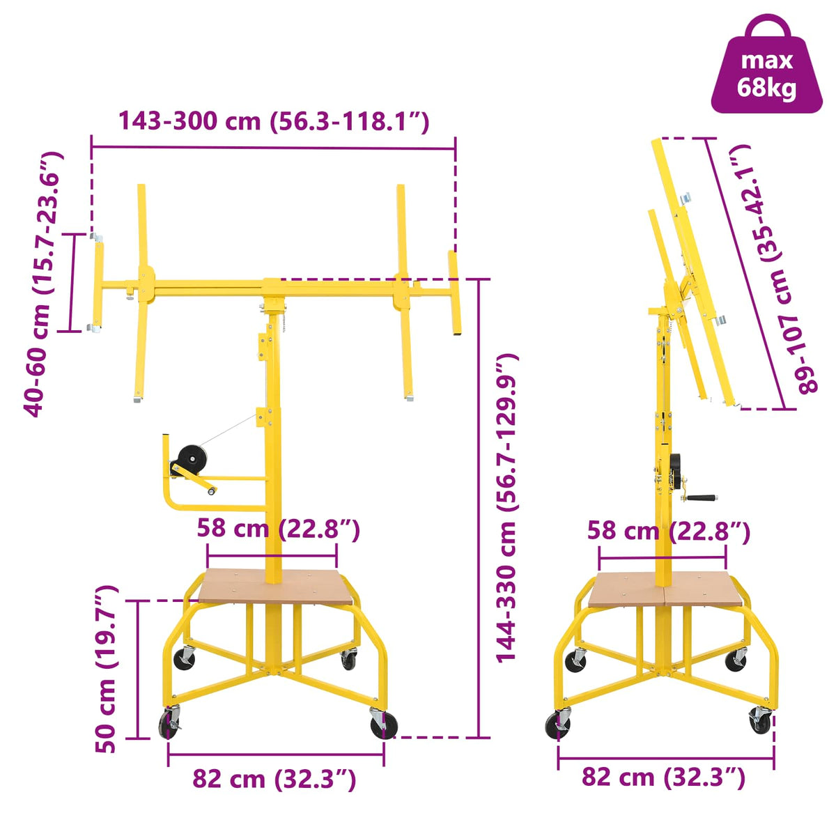 Plasterboard Lifter Steel Yellow