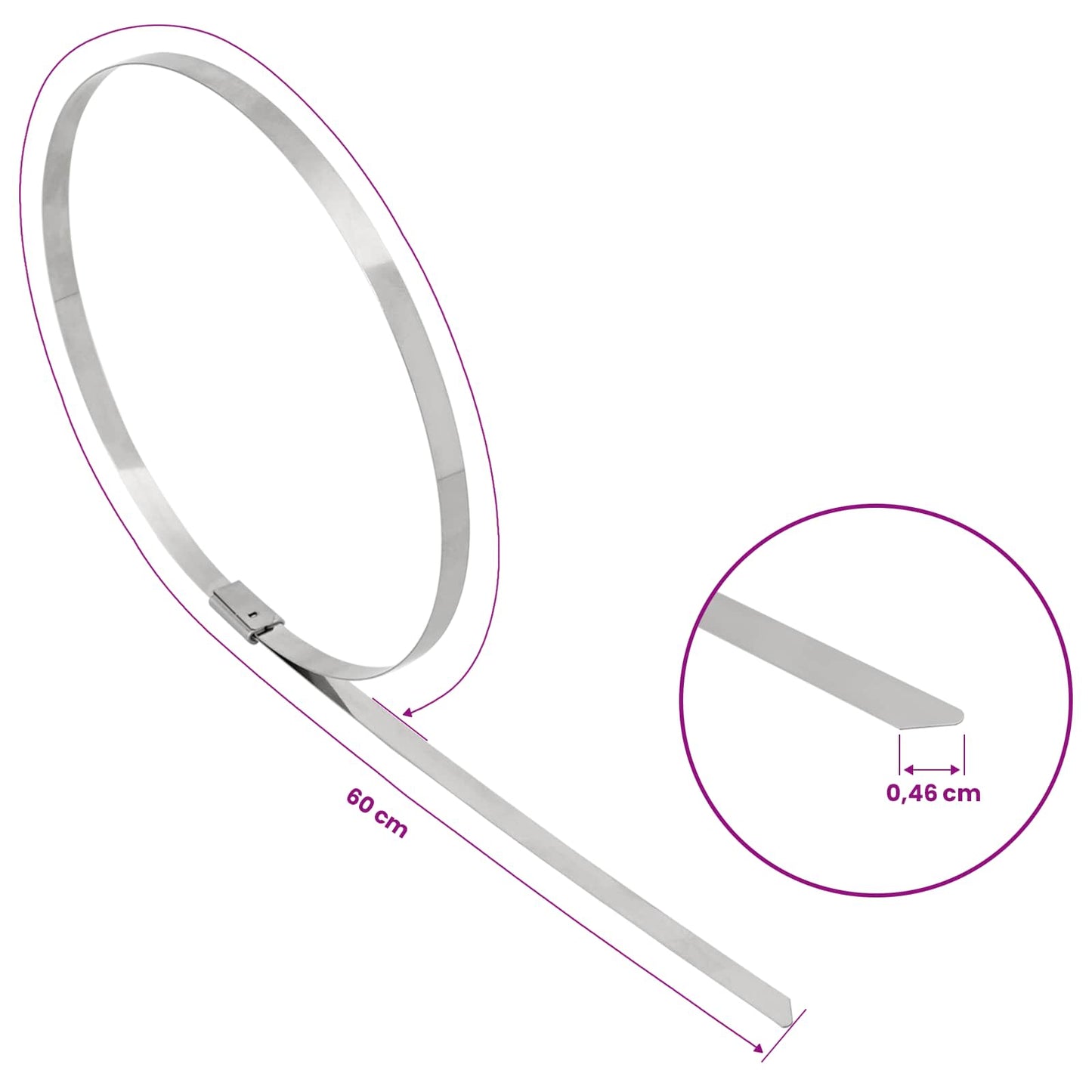Cable Tie 250 pcs 4.6 x 600 mm Silver