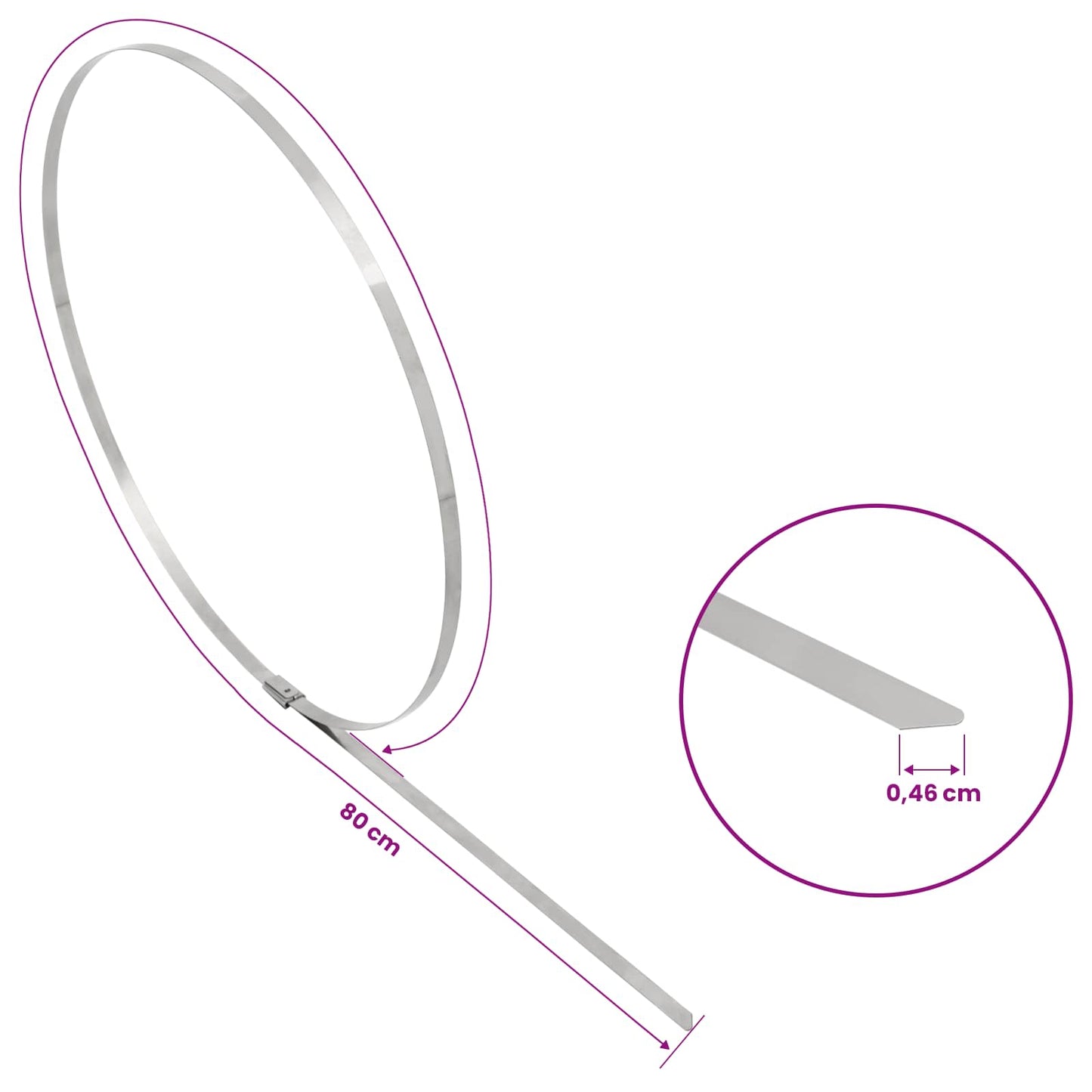 Cable Tie 250 pcs 4.6 x 800 mm Silver