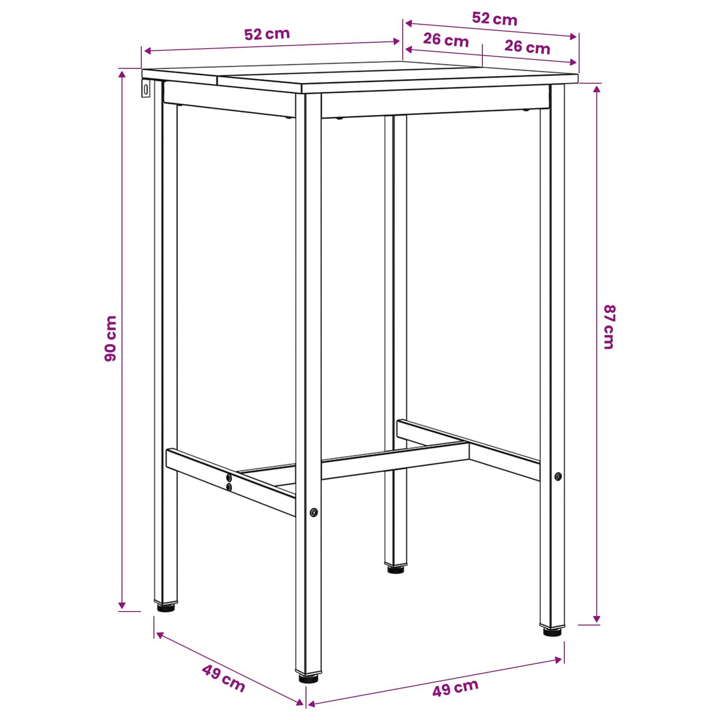 Bar Table 52 x 52 x 90 cm Engineered Wood Black Oak Rectangular