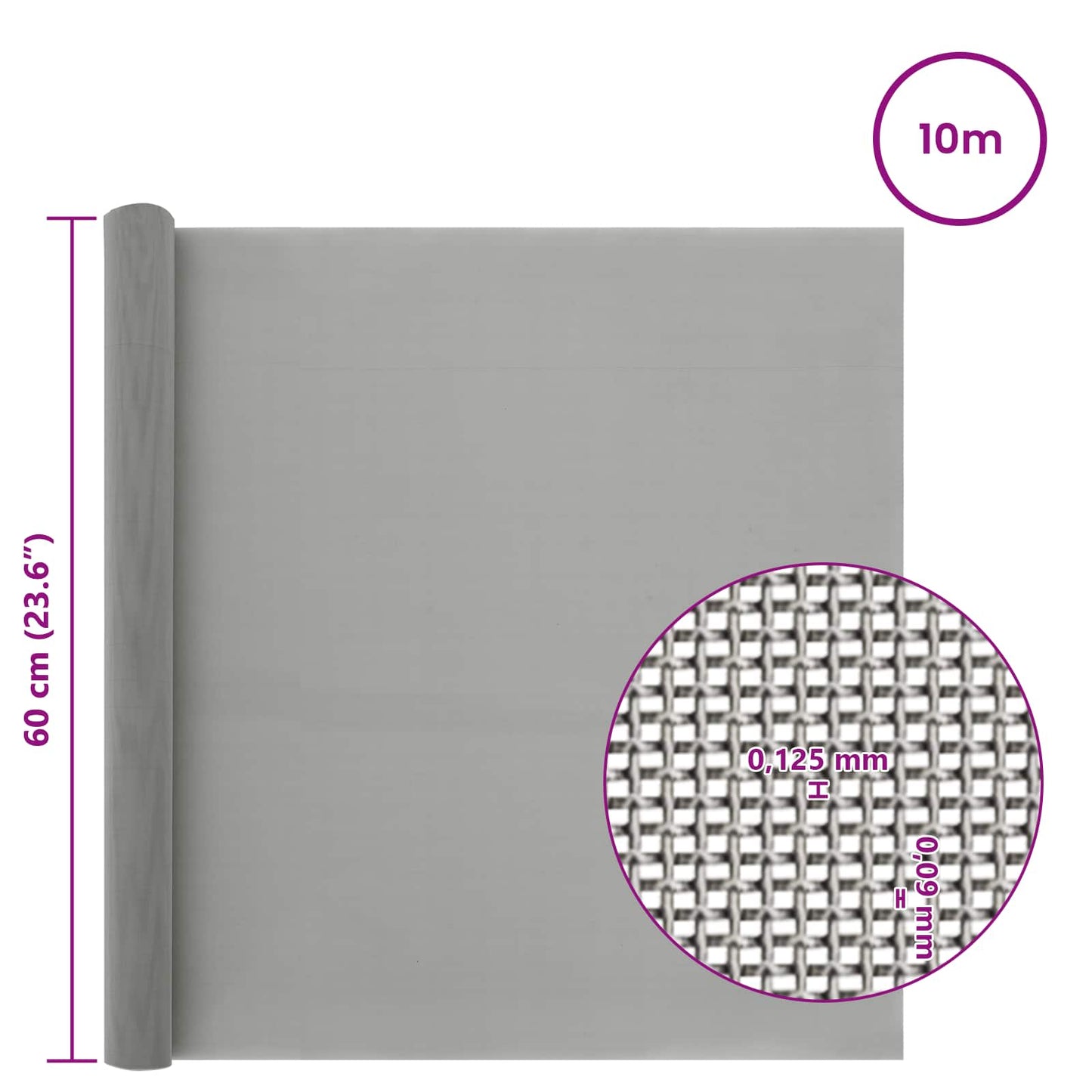 Mesh Screen 60 x 1000 cm 120 Mesh Stainless Steel 201 Silver