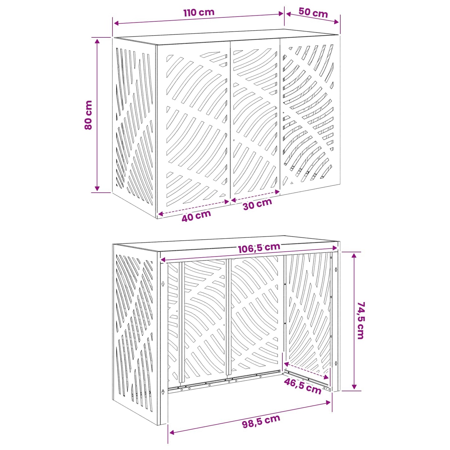 Air Conditioner Cover Silver 110 x 50 x 80 cm Galvanised Steel