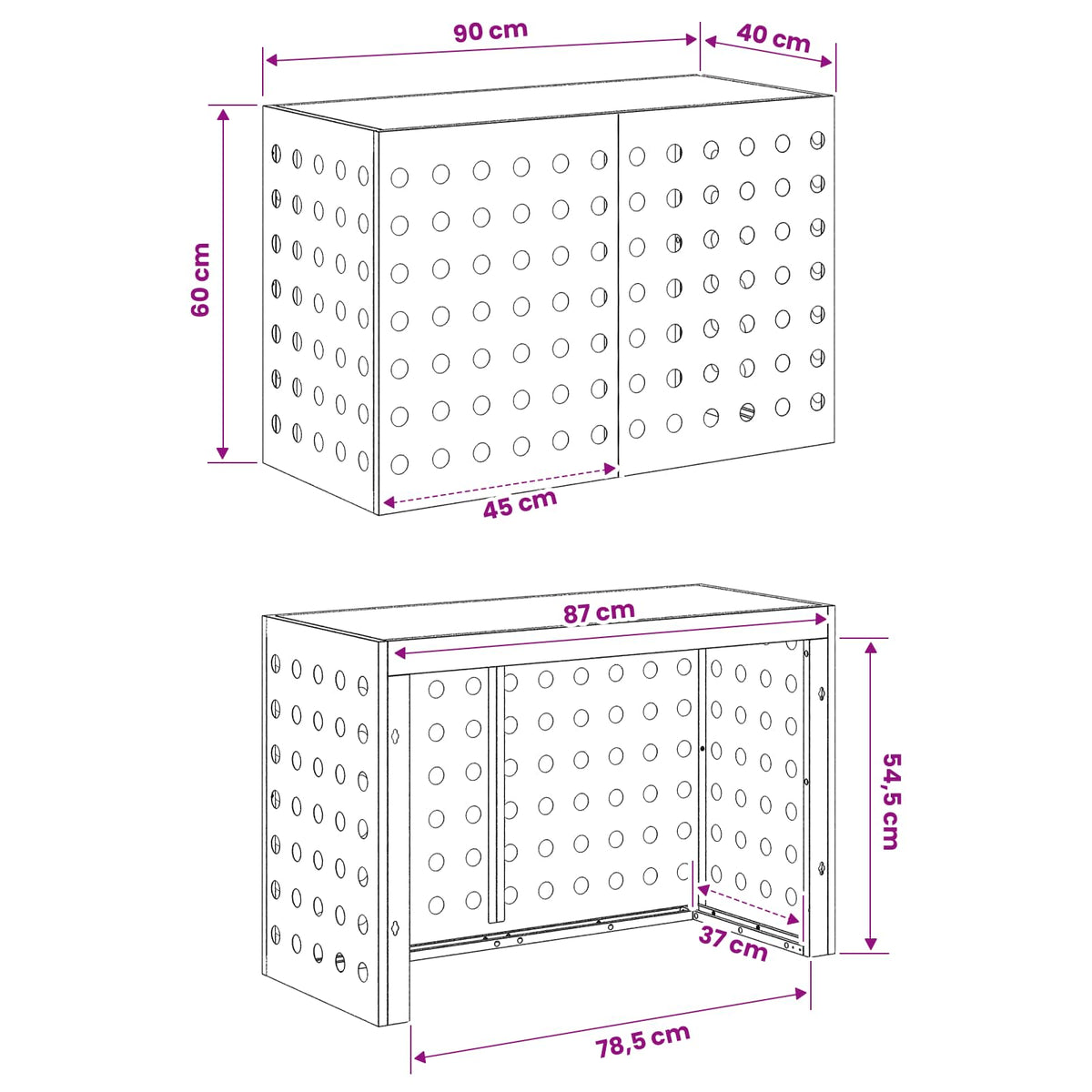 Air Conditioner Cover White 90 x 40 x 60 cm Steel