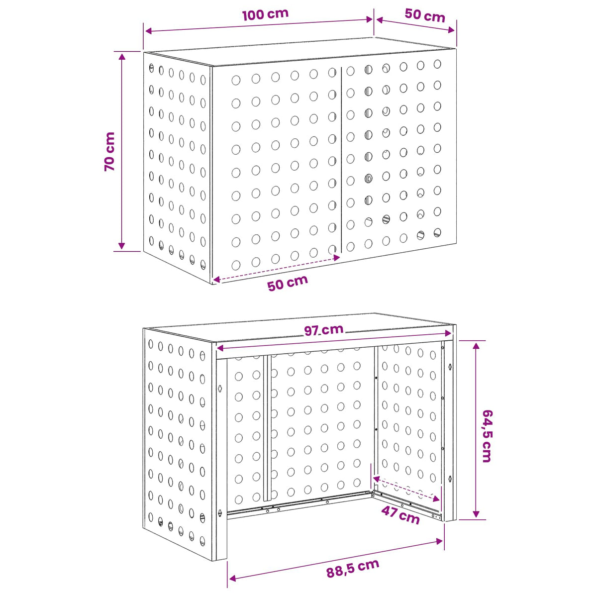 Air Conditioner Cover Black 100 x 50 x 70 cm Steel