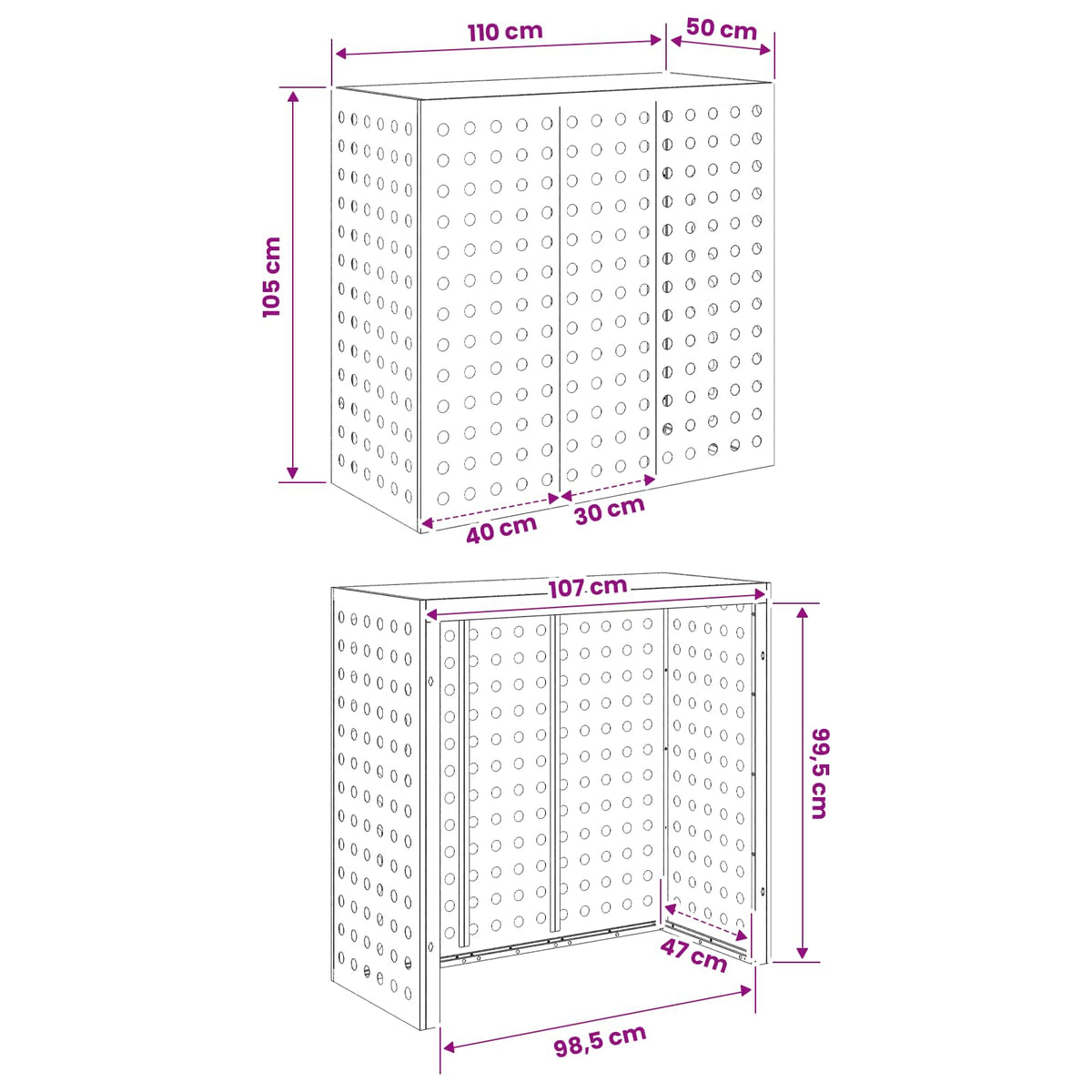 Air Conditioner Cover Silver 110 x 50 x 105 cm Stainless Steel