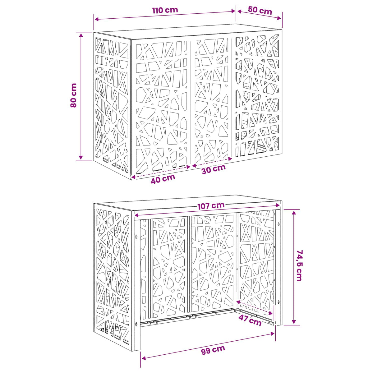 Air Conditioner Cover Black 110 x 50 x 80 cm Steel
