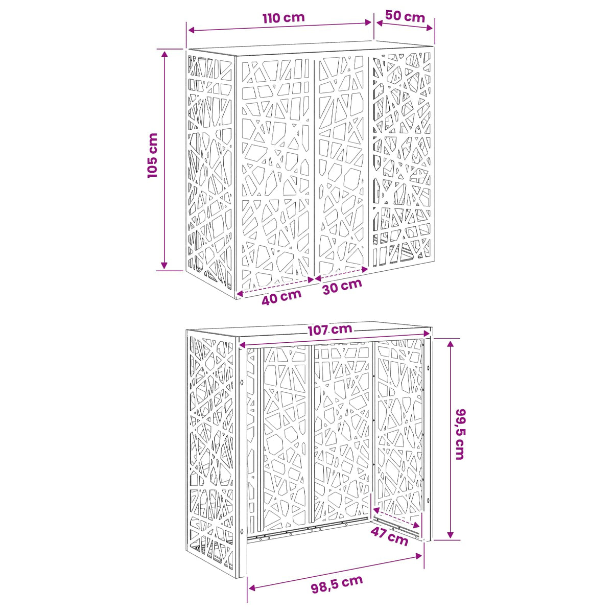 Air Conditioner Cover Silver 110 x 50 x 105 cm Stainless Steel