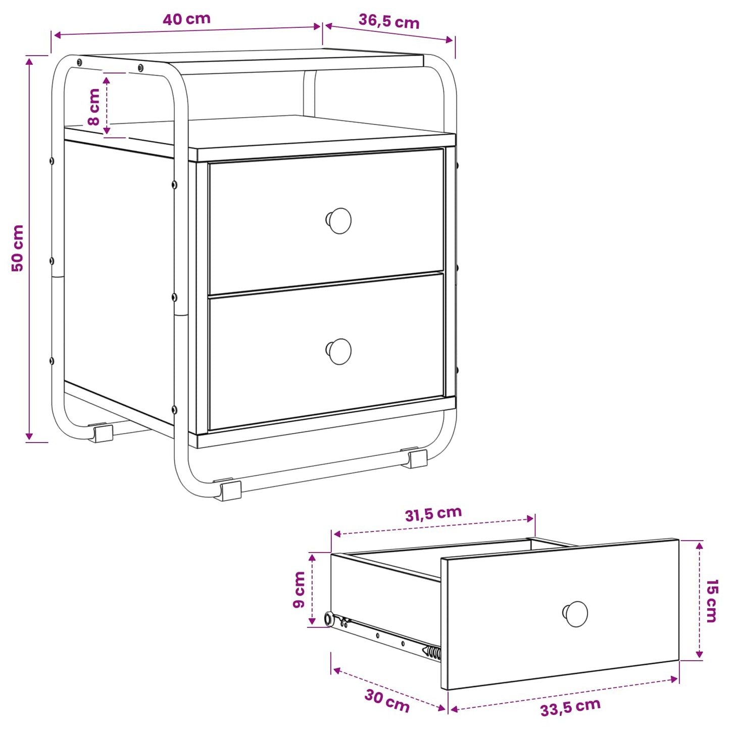 Bedside Cabinet Smoked Oak 40 x 36.5 x 50 cm Engineered Wood