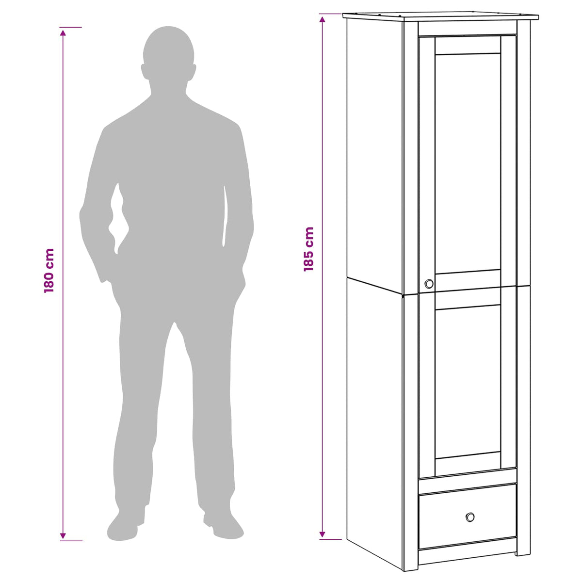 Wardrobe PANAMA Honey 51 x 50 x 185 cm Solid Pine Wood