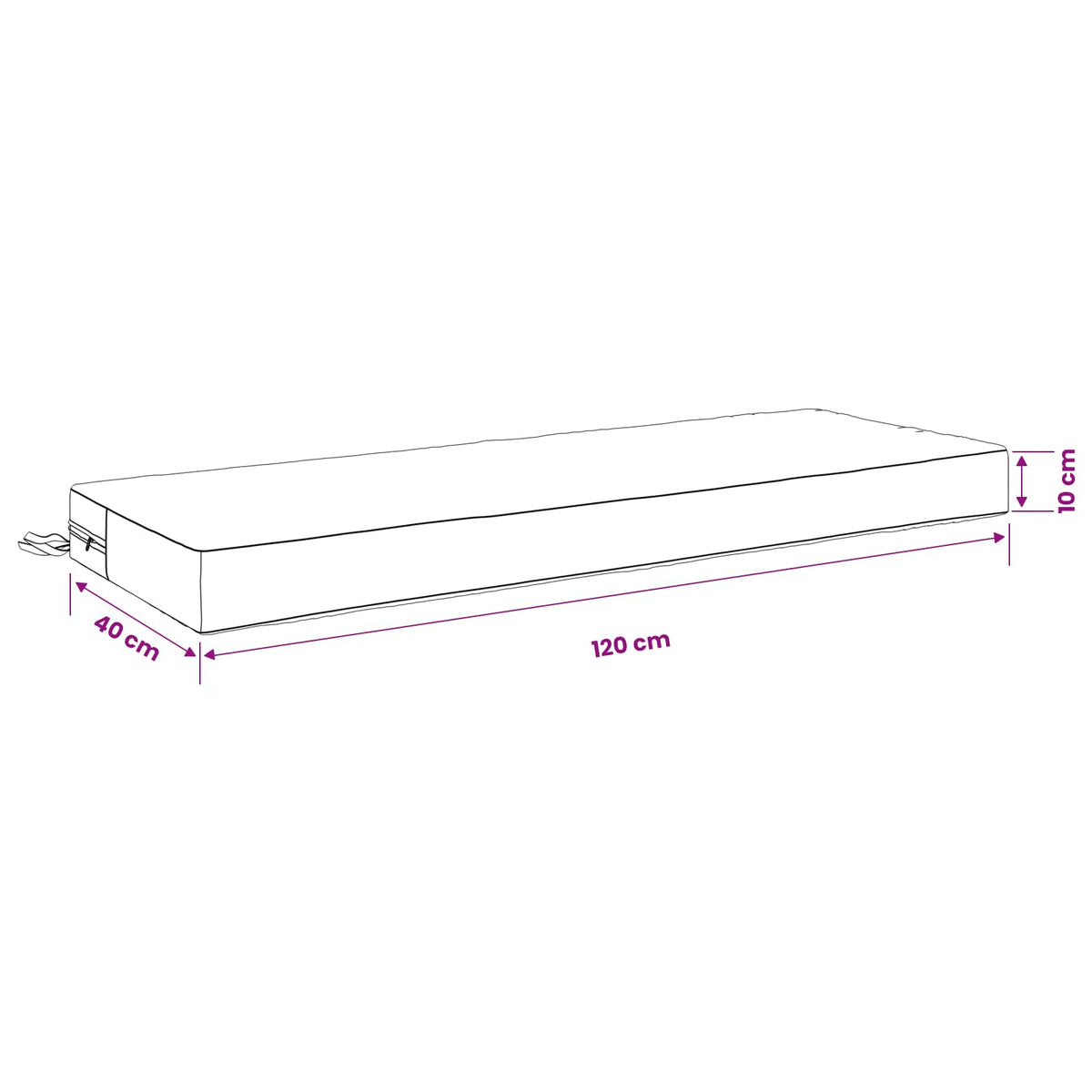 Seat Cushion SOEST 100% Polyester Sand 120 x 40 x 10 cm
