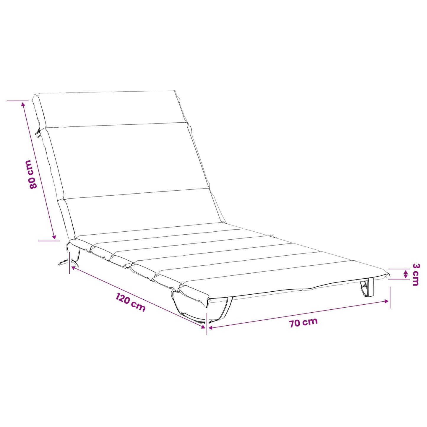 Sunlounger Cushion GEMERT 100% Polyester Red 200 x 70 x 3 cm