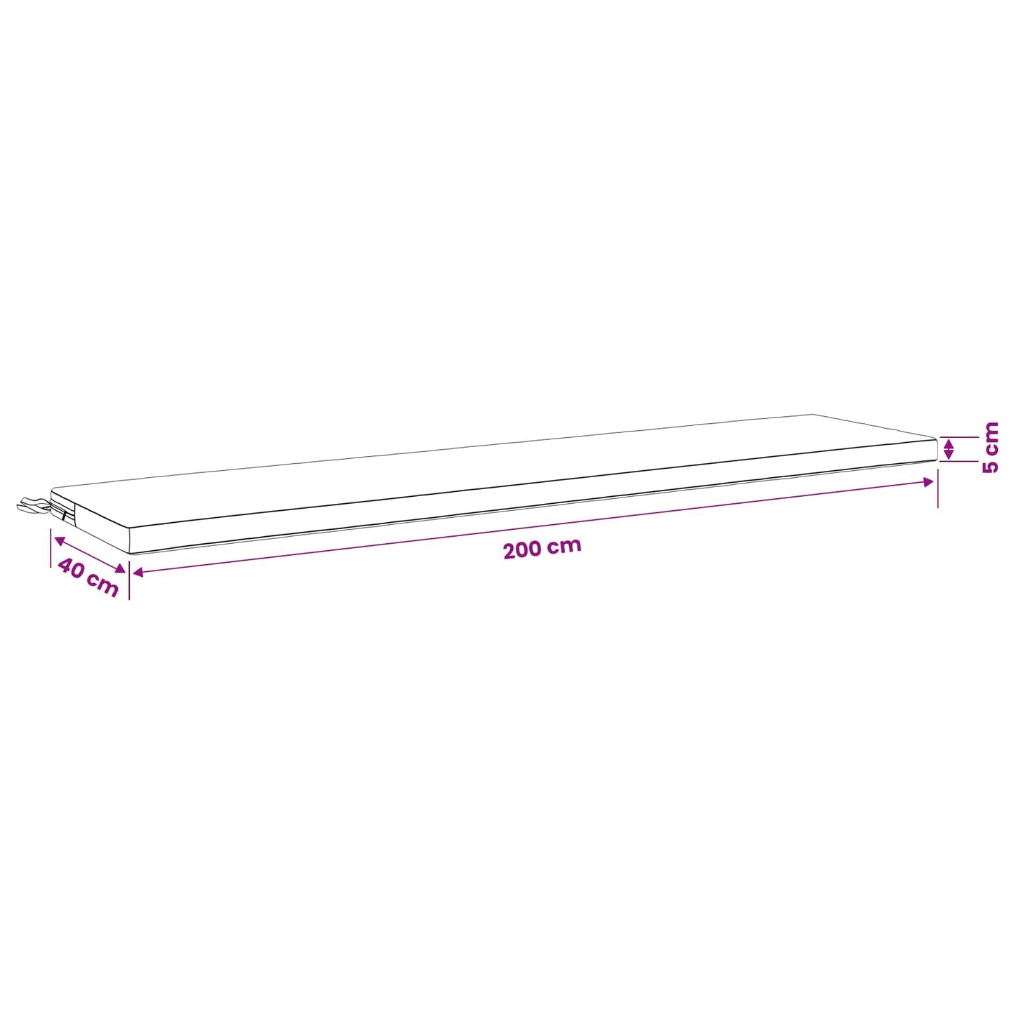 Bench Cushion SOEST 100% Polyester Turquoise 200 x 40 x 5 cm