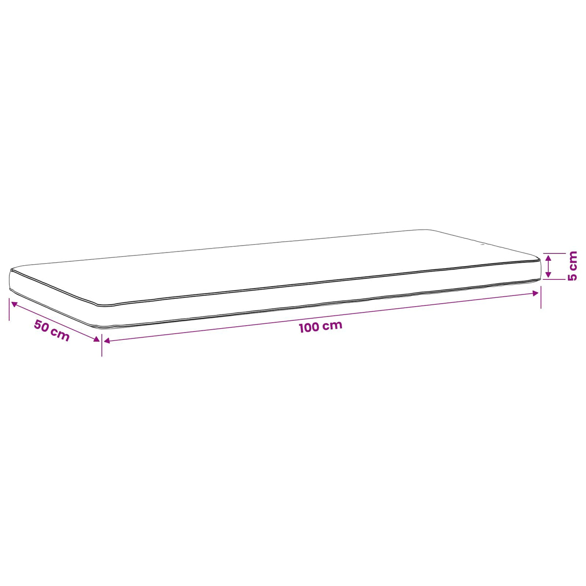 1-Piece Bench Cushion VUGHT 100% Polyester Red 100 x 50 x 5 cm