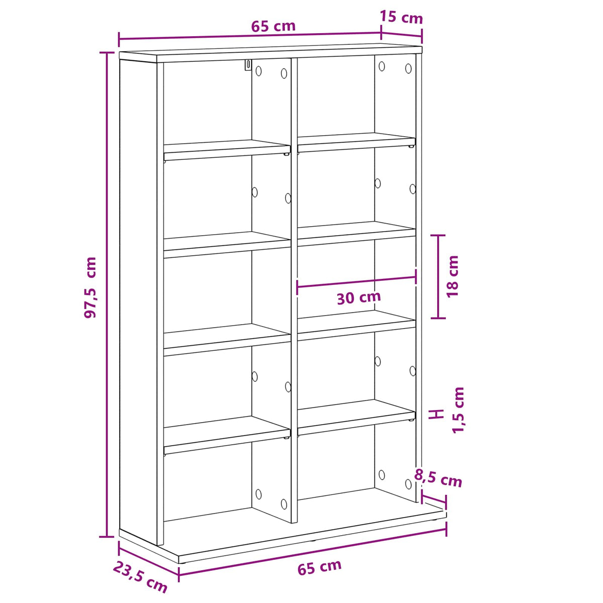 CD Cabinet Old Wood 65 x 23.5 x 97.5 cm Engineered Wood
