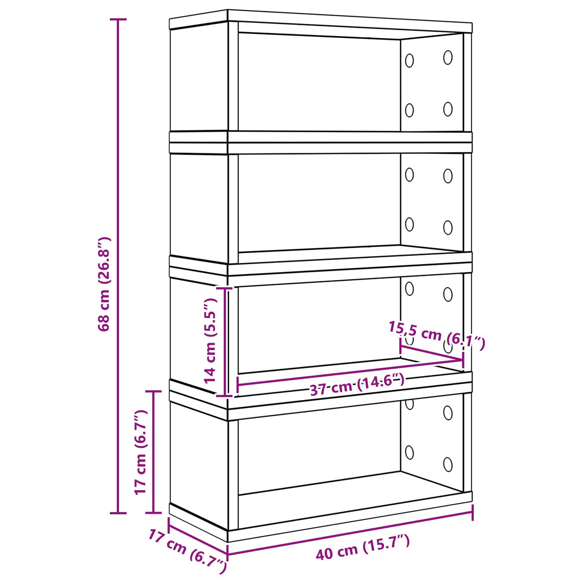 CD Storage Rack 4 pcs Old Wood 40 x 17 x 17 cm Engineered Wood