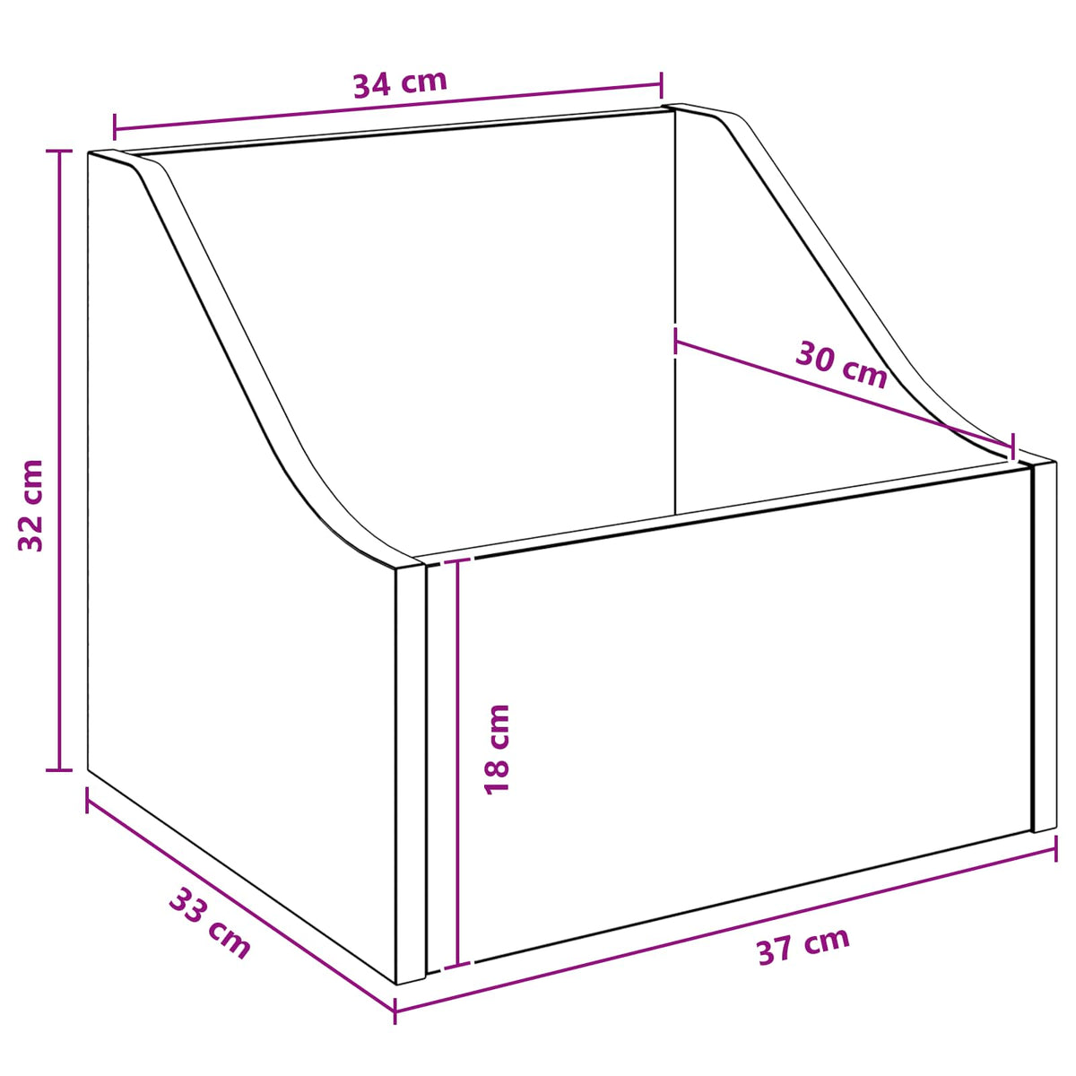 LP Record Box Old Wood 37 x 33 x 32 cm Engineered Wood