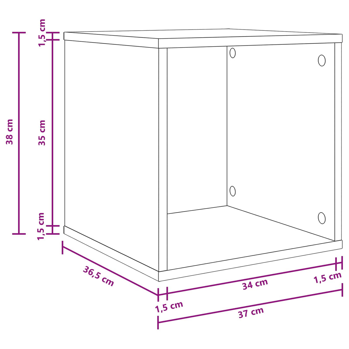 Vinyl Album Box Old Wood 37 x 36.5 x 38 cm Engineered Wood
