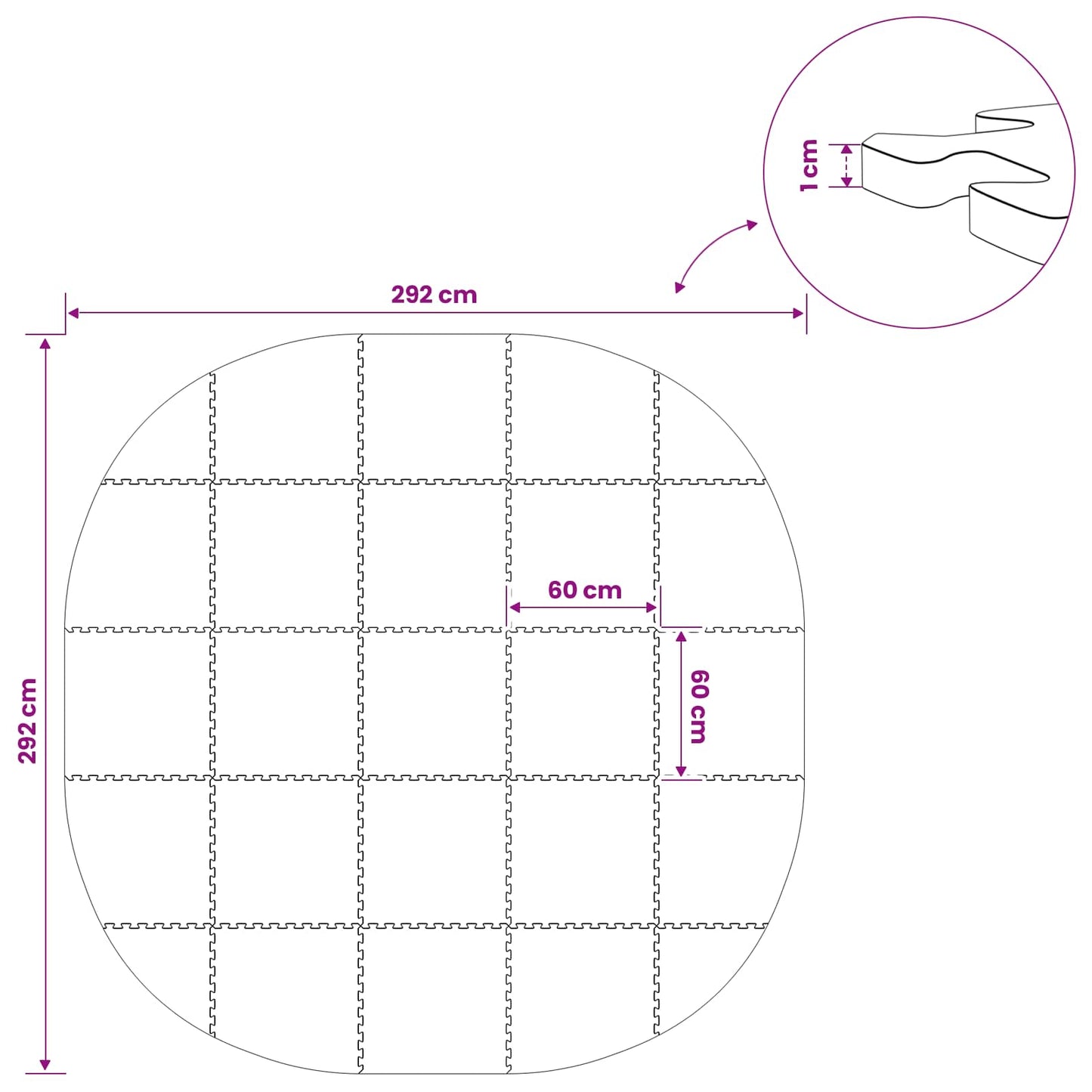Pool Ground Mat 25 pcs Ø 292 cm Round EVA Foam Black