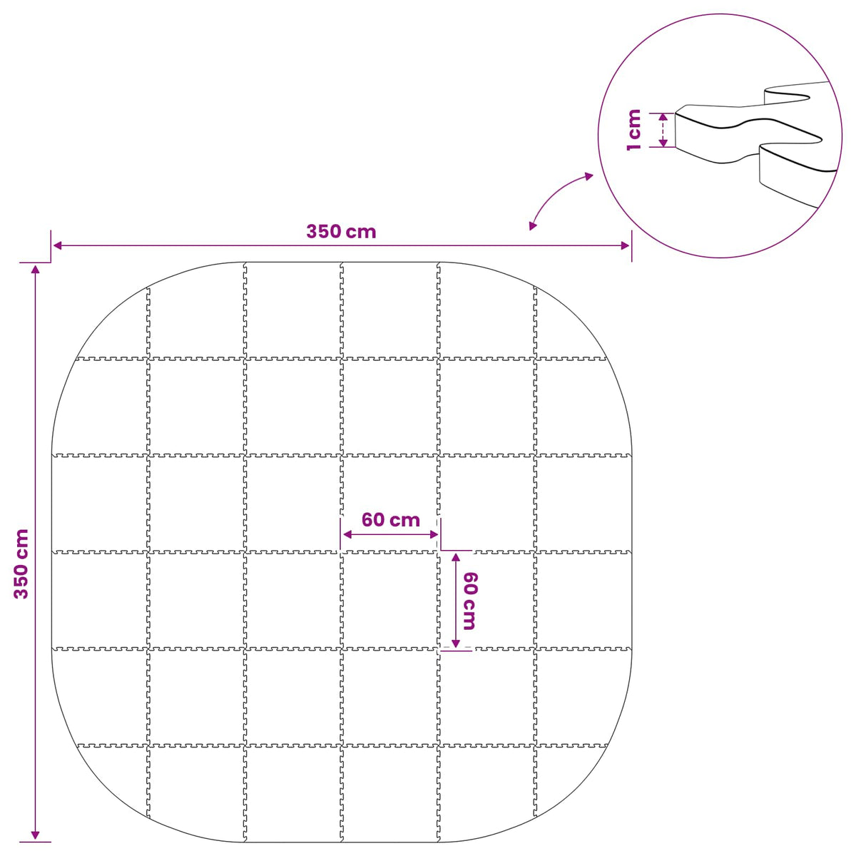 Pool Ground Mat 36 pcs Ø 350 cm Round EVA Foam Black