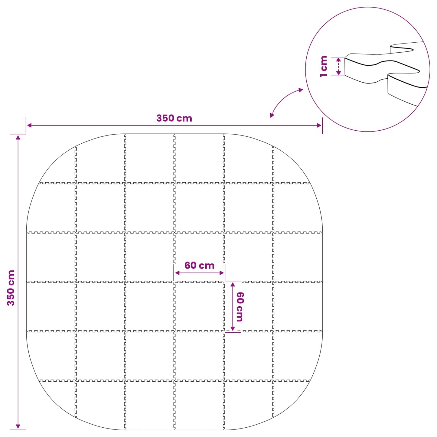 Pool Ground Mat 36 pcs Ø 350 cm Round EVA Foam Blue