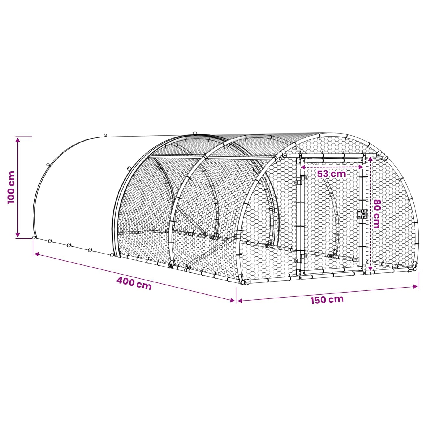 Chicken Coop Silver 400 x 150 x 100 cm Galvanised Steel