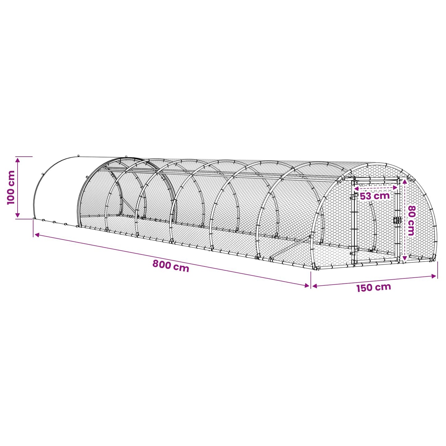 Chicken Coop Silver 800 x 150 x 100 cm Galvanised Steel