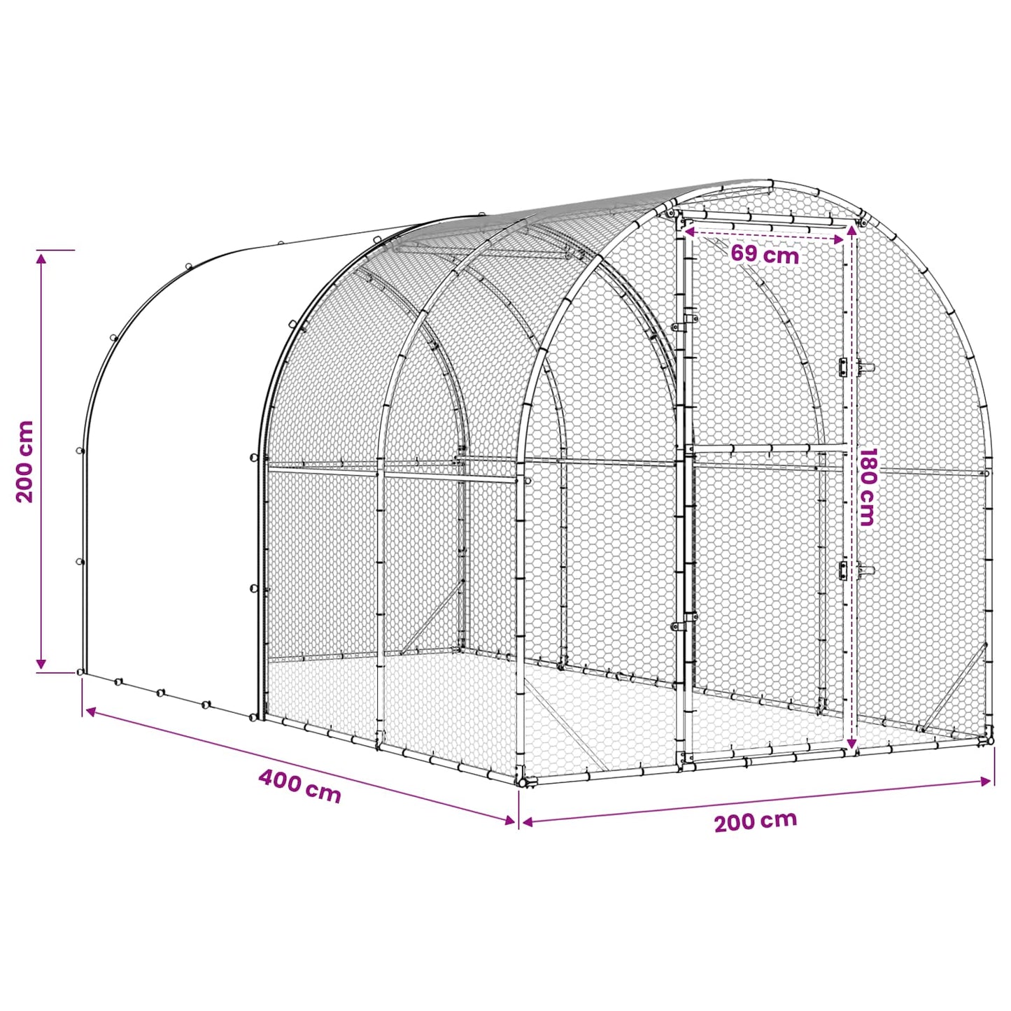 Chicken Coop Silver 400 x 200 x 200 cm Galvanised Steel