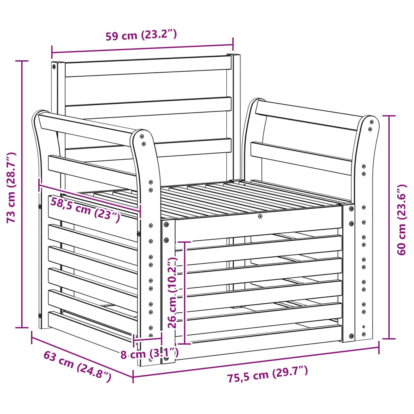 Outdoor Sofa Set Solid Acacia Wood