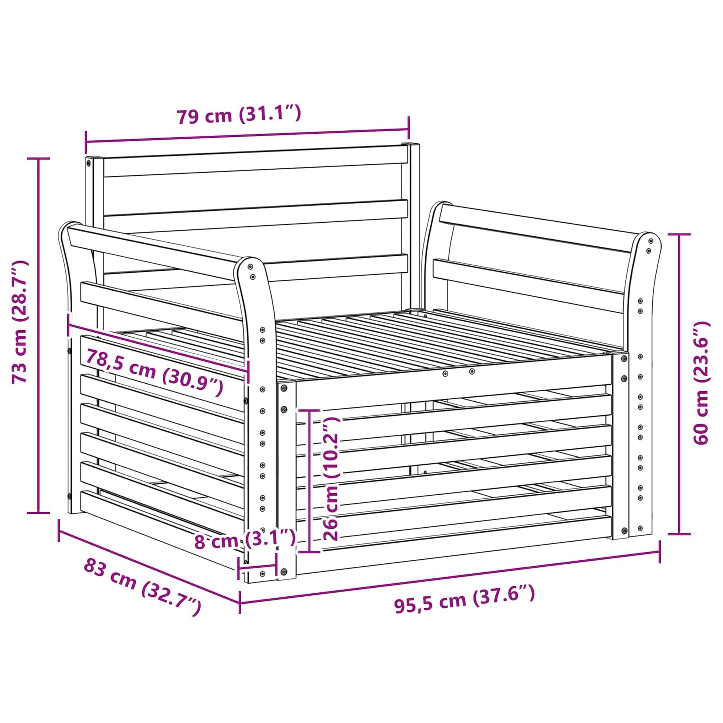 2 pcs Outdoor Sofa Natural
