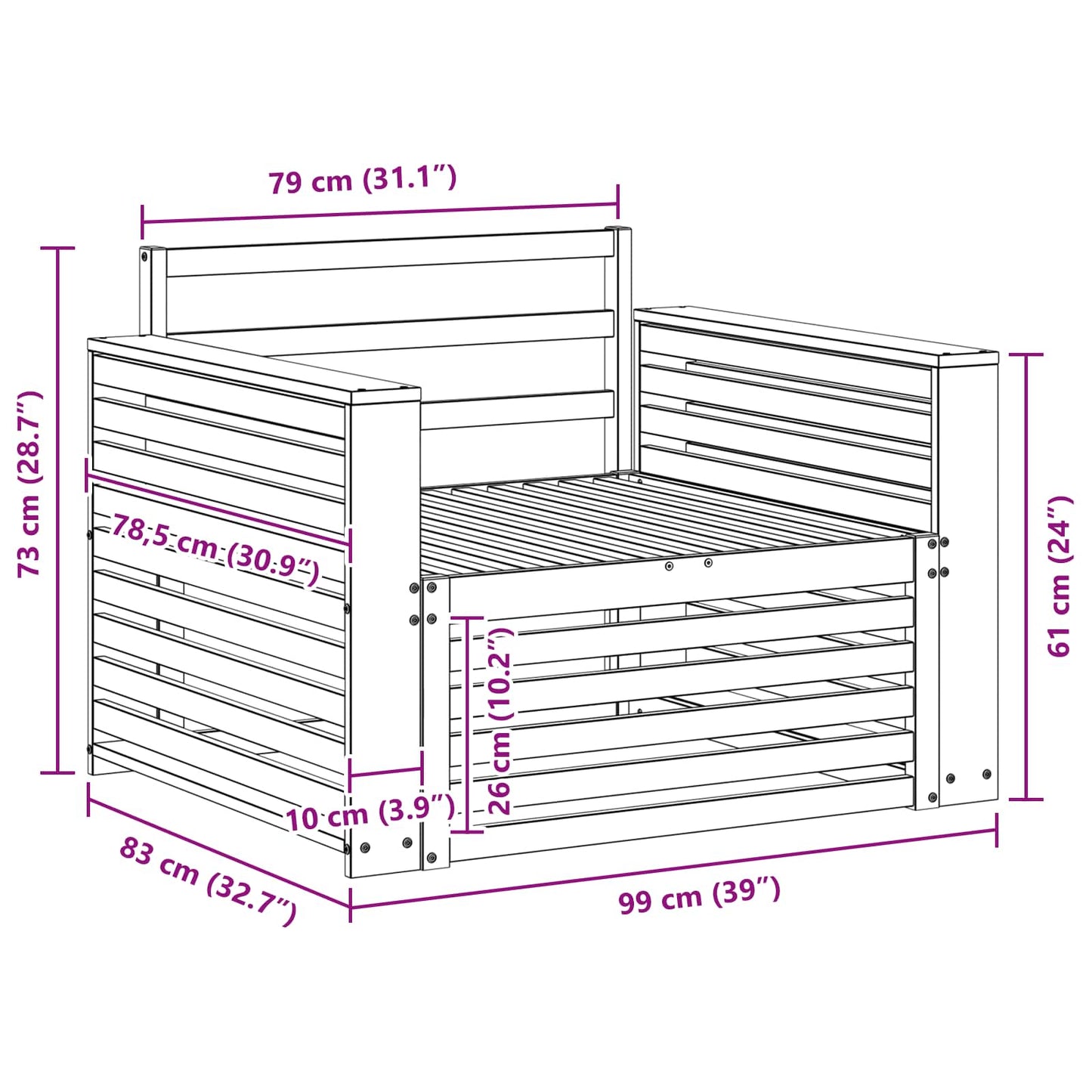 2 pcs Outdoor Sofa Natural