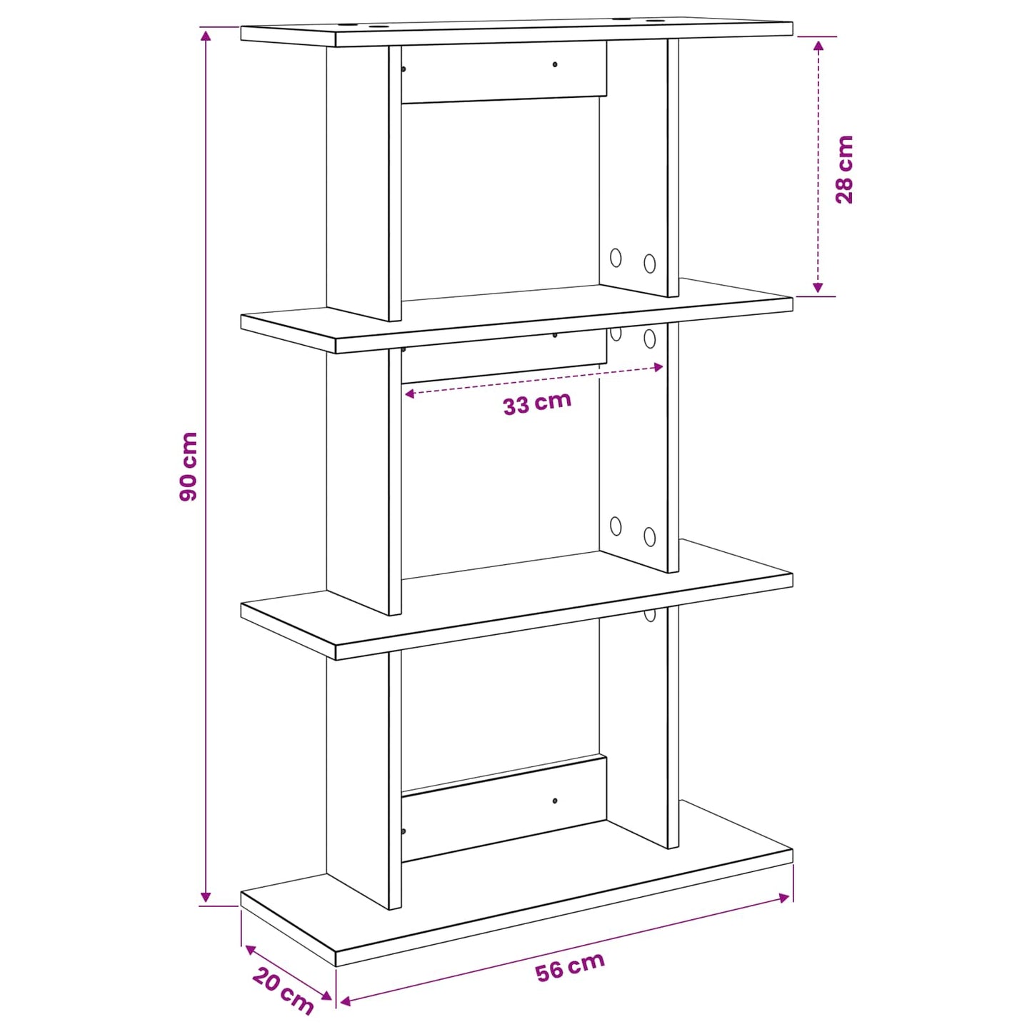 Wall Shelf Wall-Mounted Brown 56 x 20 x 90 cm Engineered Wood