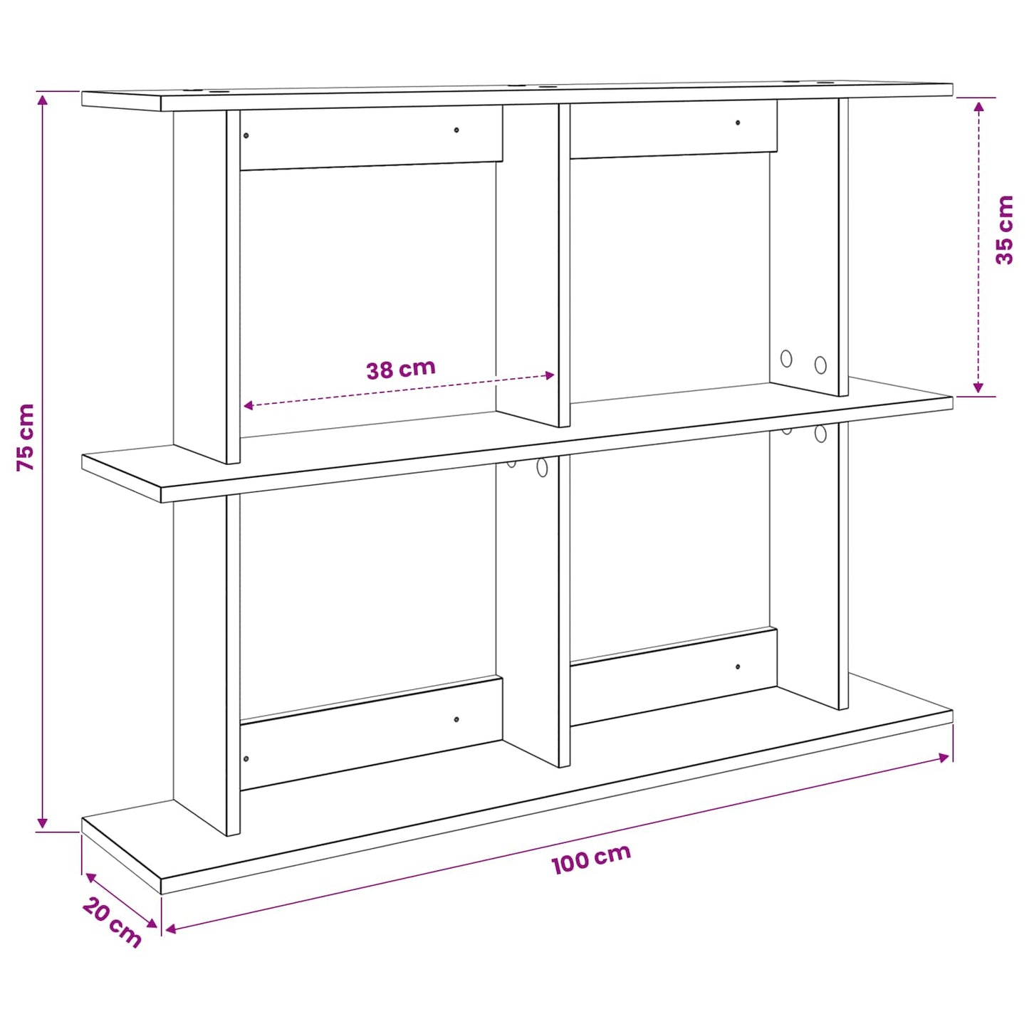 Wall Shelf Wall-Mounted Smoked Oak 100 x 20 x 75 cm