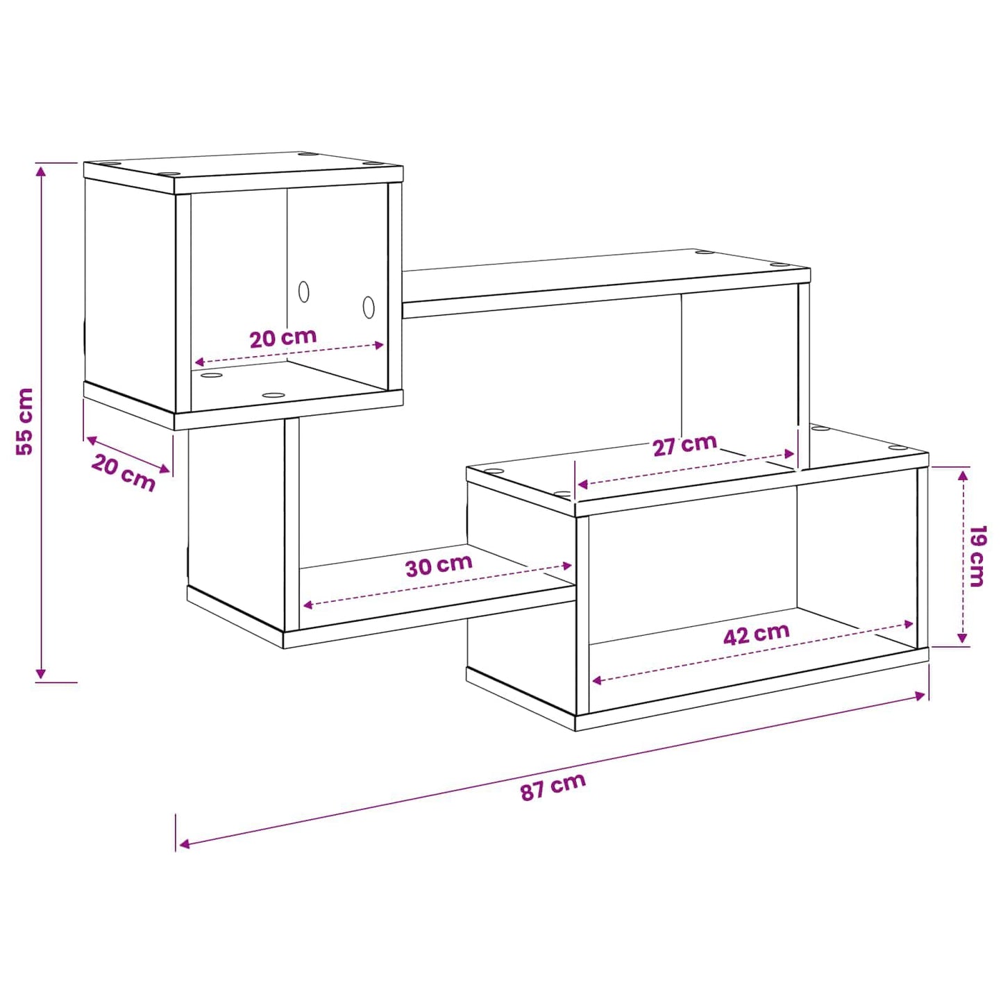 Floating Shelf Wall-Mounted Old Wood 87 x 20 x 55 cm