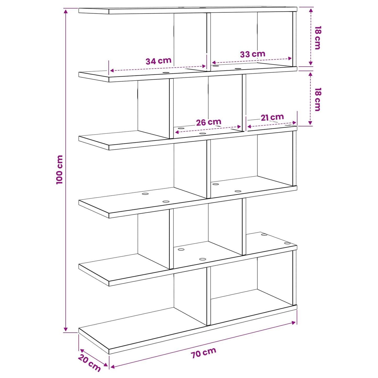 Wall Shelf Sonoma Oak 70 x 20 x 100 cm Engineered Wood