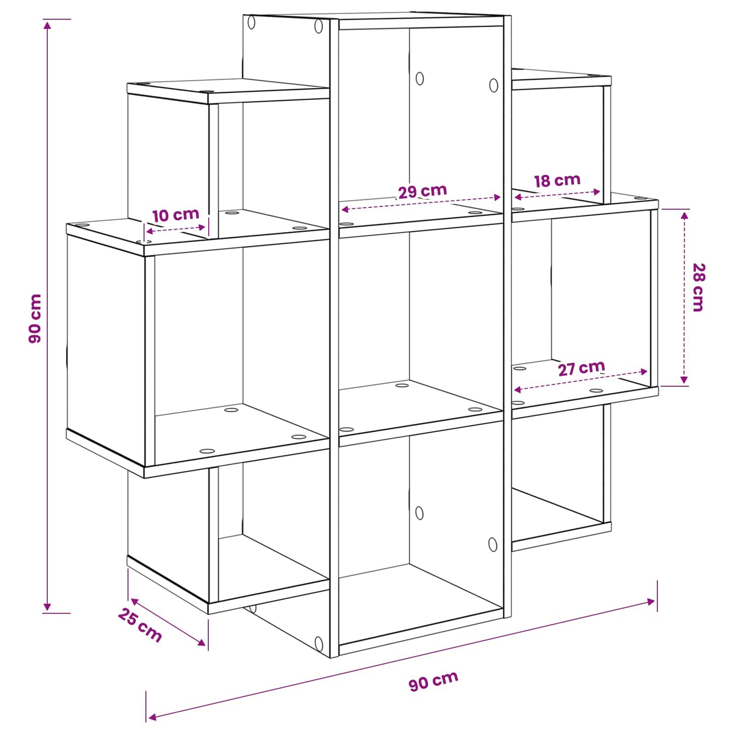 Wall Shelf Smoked Oak 90 x 25 x 90 cm Engineered Wood