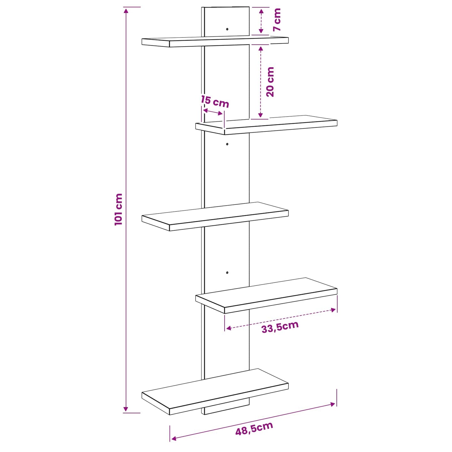 Wall Floating Shelf Old Wood 48.5 x 15 x 101 cm Engineered Wood