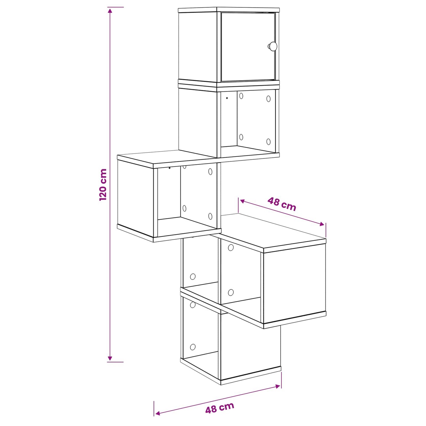 Wall Corner Shelf Old Wood 48 x 48 x 120 cm Engineered Wood