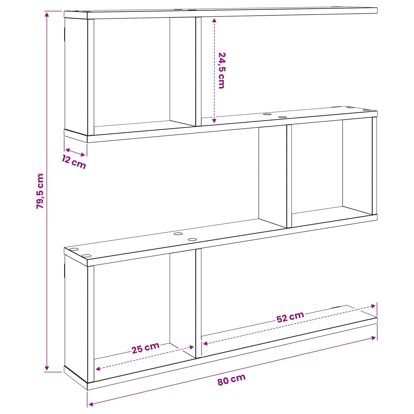 Wall Shelf Smoked Oak 80 x 12 x 79.5 cm Engineered Wood