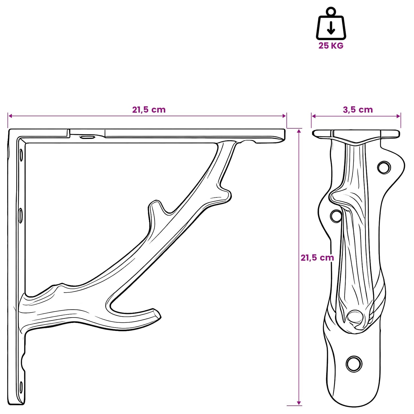 Wall Shelf Brackets 2 pcs Antique Brown 21.5 x 21.5 x 3.5 cm