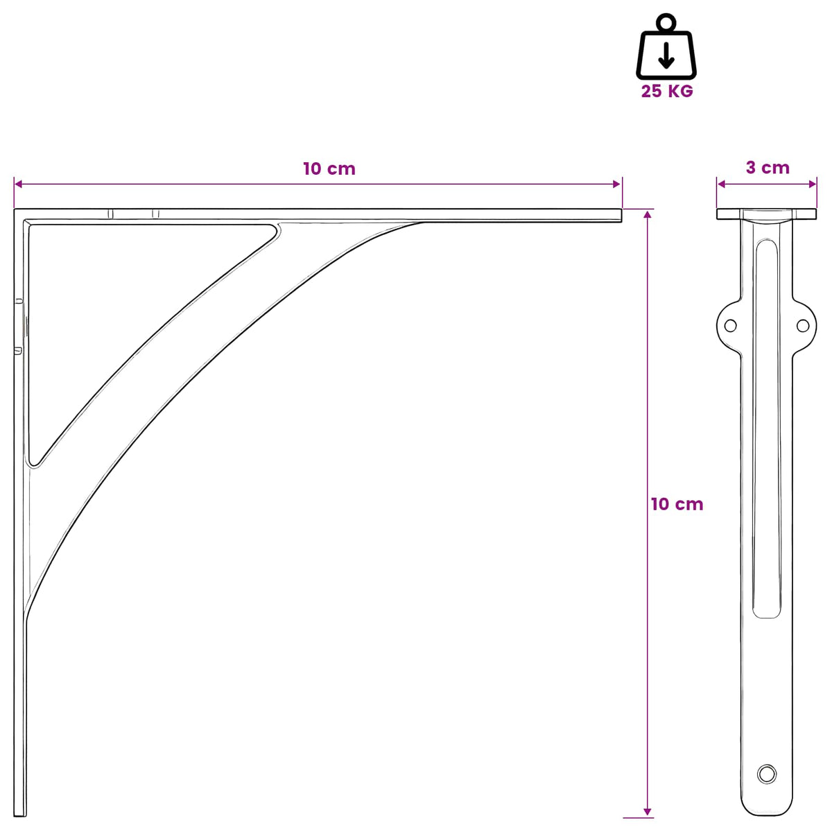 Wall Shelf Brackets 12 pcs Black 10 x 10 x 3 cm Steel
