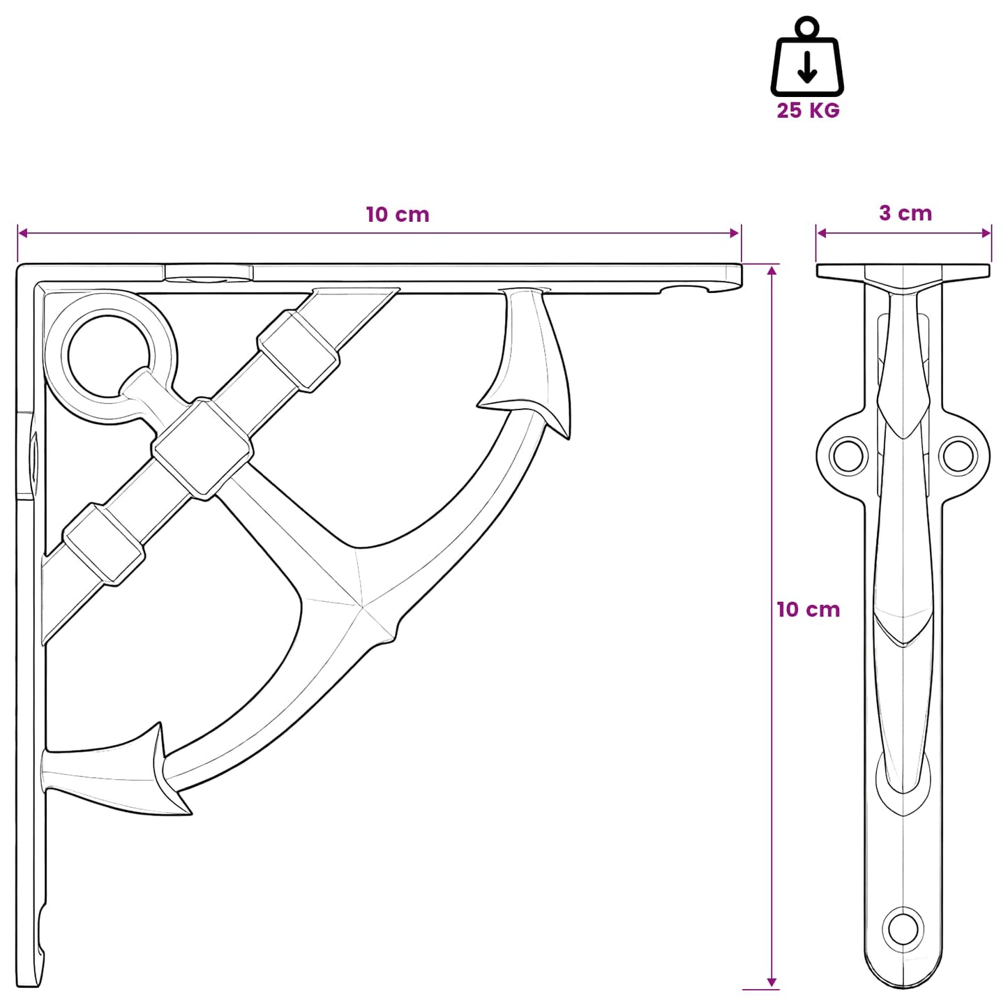Wall Shelf Brackets 12 pcs Black 10 x 10 x 3 cm Steel