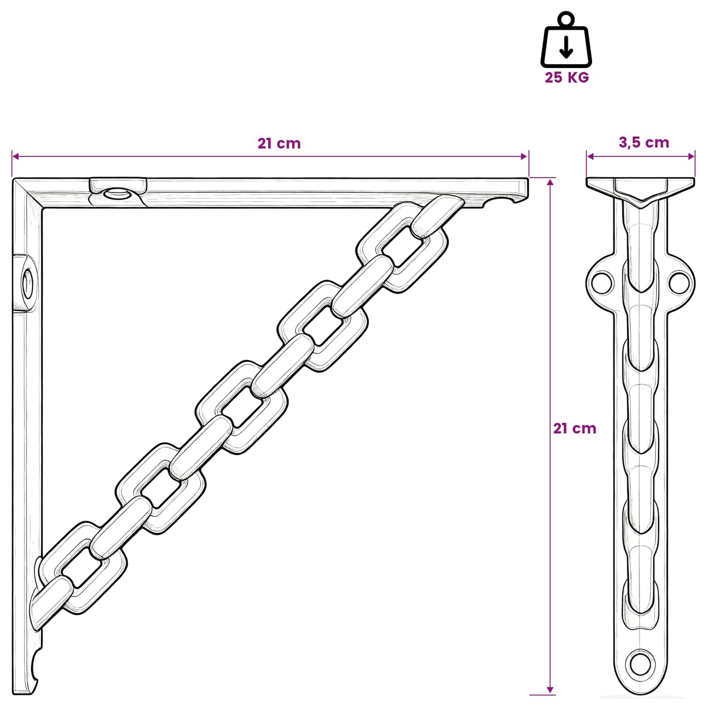 Wall Shelf Brackets 2 pcs Antique White 21 x 21 x 3.5 cm Steel