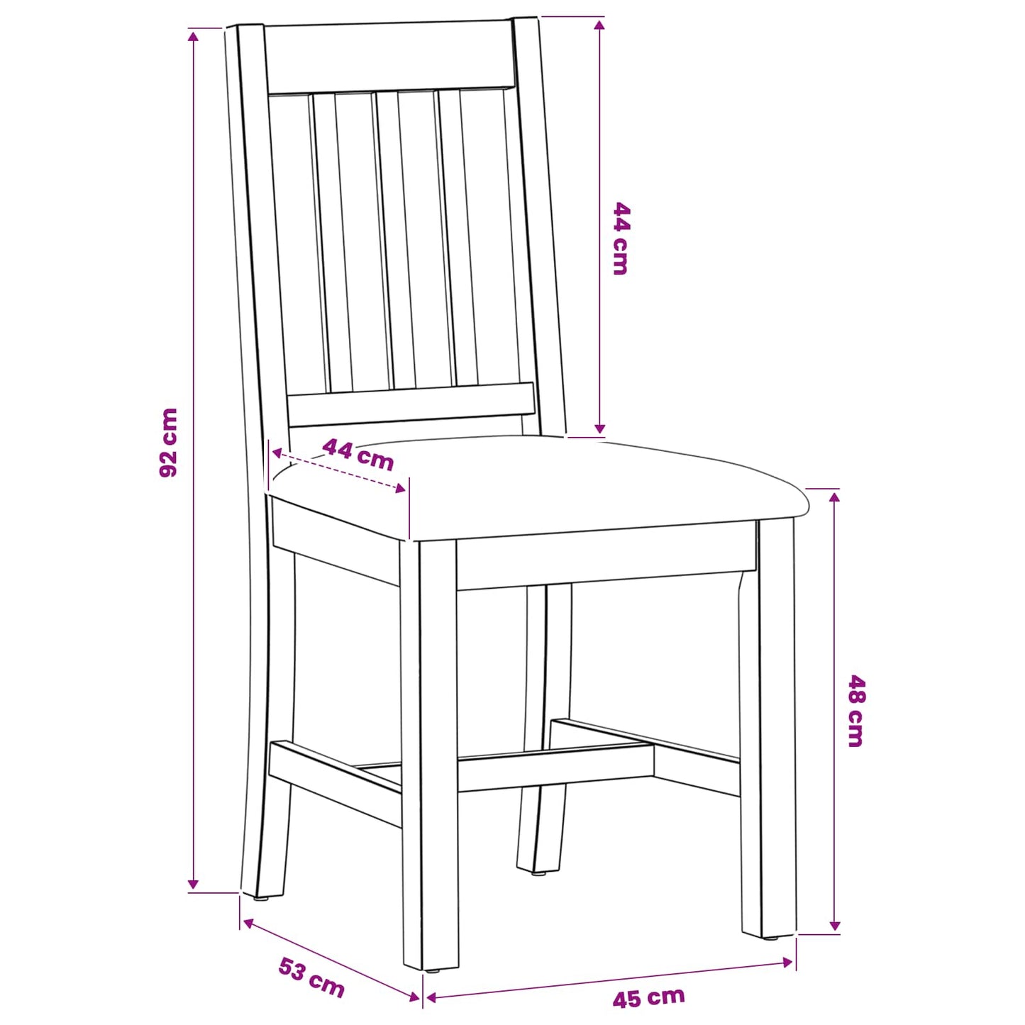 Dining Chair VENLO 2 pcs Solid Oak Wood Black 45 x 53 x 92 cm