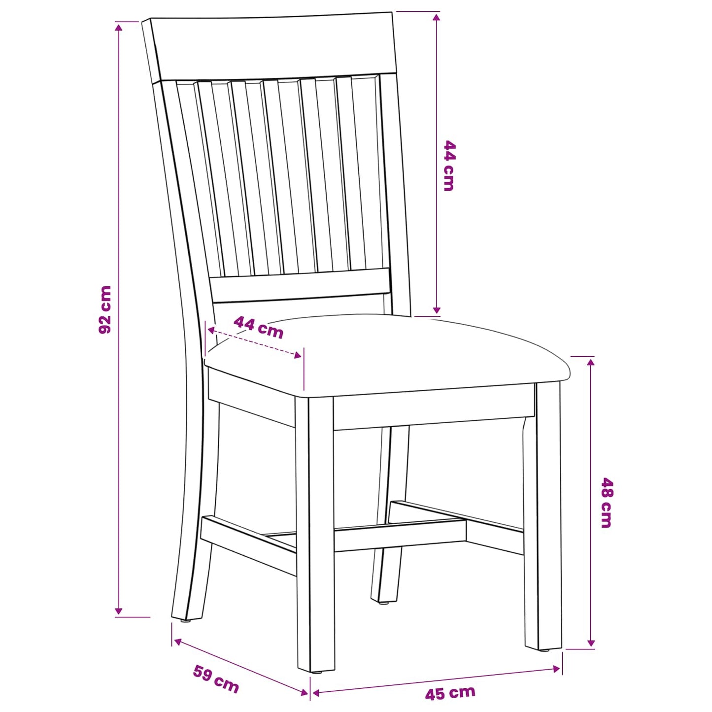 Dining Chair 2 pcs Solid Oak Wood Beige 45 x 59 x 92 cm