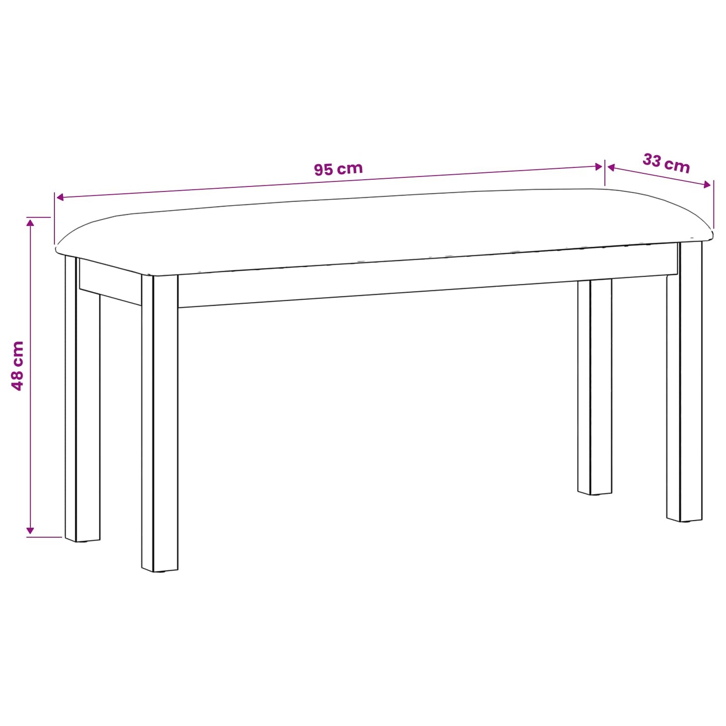 Dining Bench 95 x 32 x 45 cm Solid Oak Wood Beige